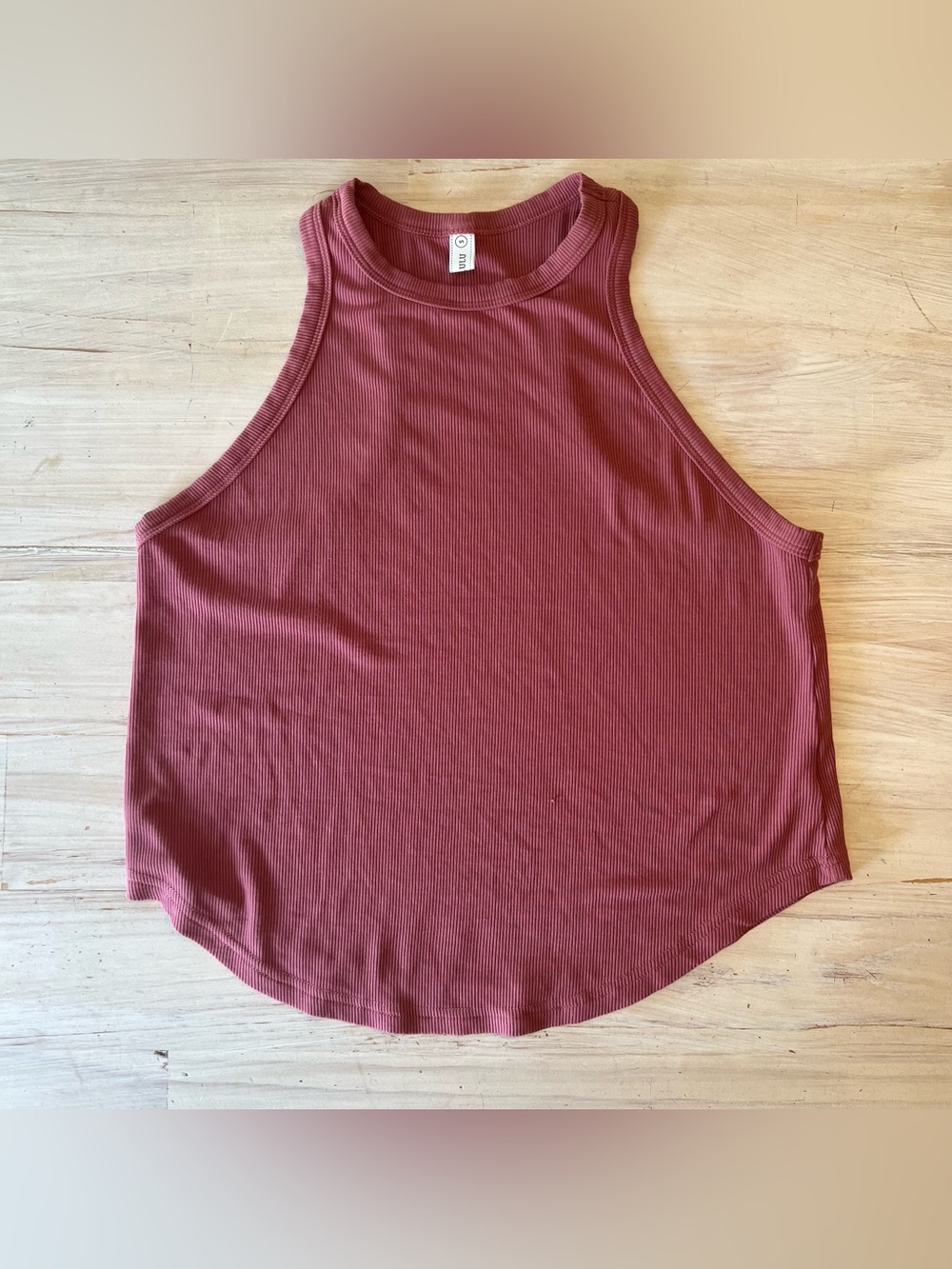 Women's Ribbed High-Neck Tank Top - Wine/Maroon